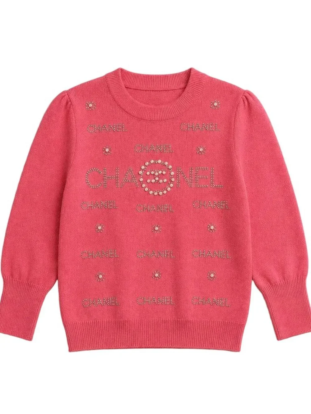 Premium Luxury Designer Pink Cotton Knit Sweater
